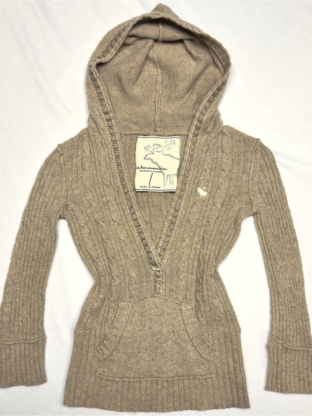 abercrombie & fitch rare vintage angora blend cable knit hoodie - size L bella s